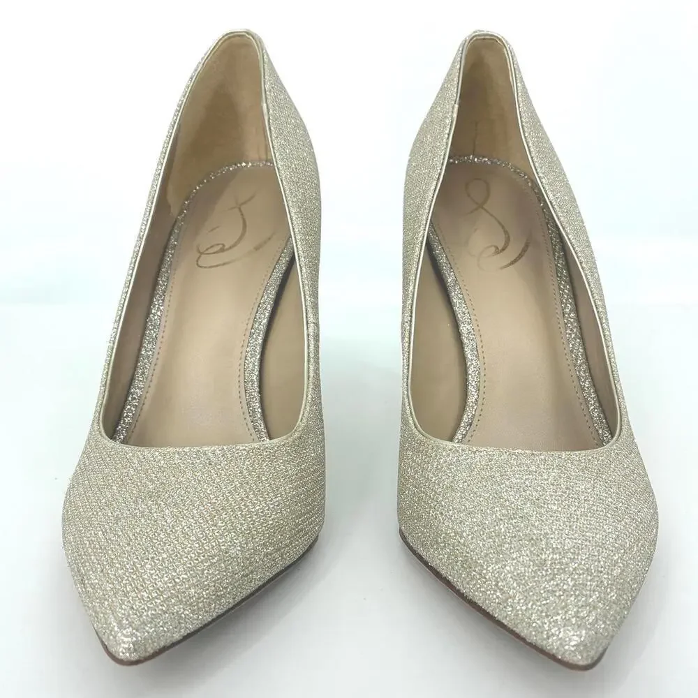 Sam Edelman Hazel Gold Glitter Formal Party Cocktail Pointed Toe Heels Pumps 7W